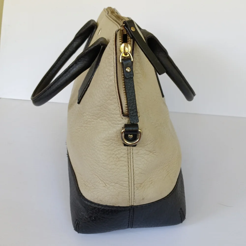 Kate Spade Two-Toned Cream & Black Leather Satchel Handbag